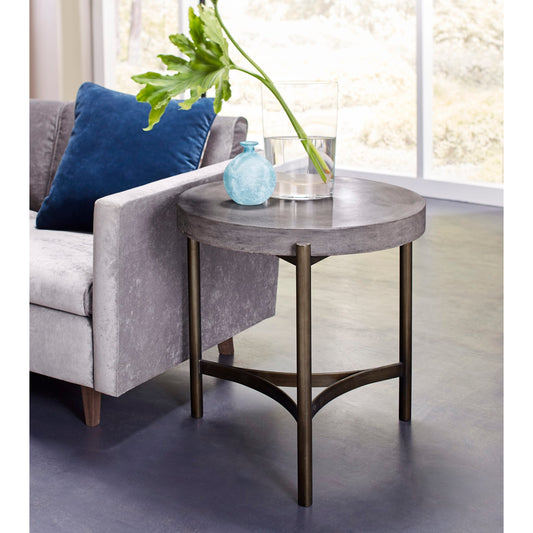 Modus Lyon Round Natural Concrete and Metal Side Table