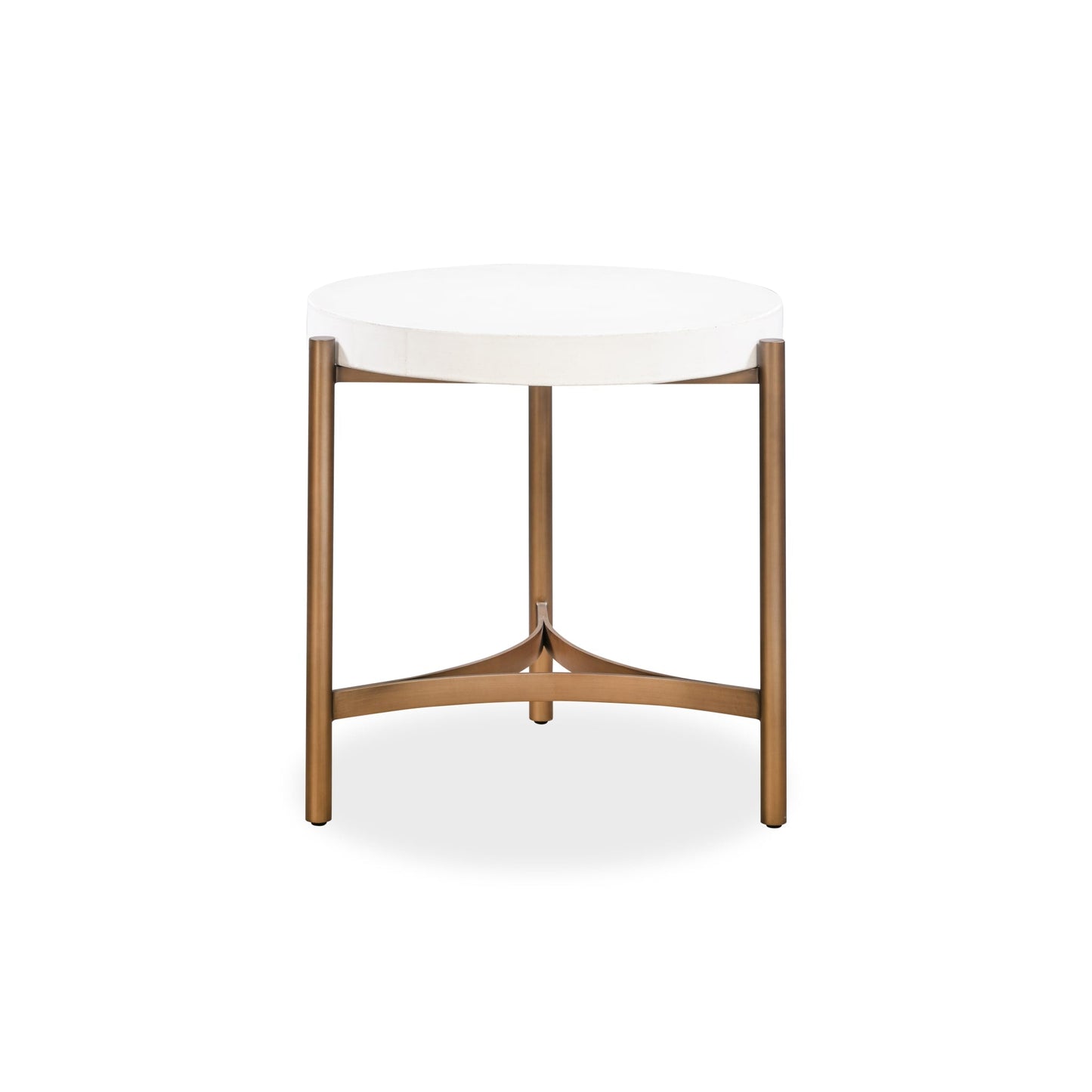 Modus Lyon Round White Concrete and Metal Side Table