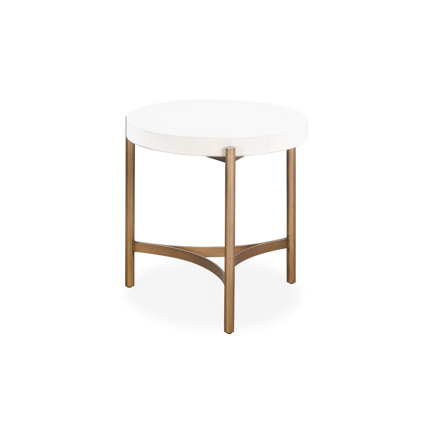 Modus Lyon Round White Concrete and Metal Side Table