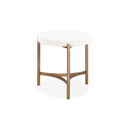 Modus Lyon Round White Concrete and Metal Side Table