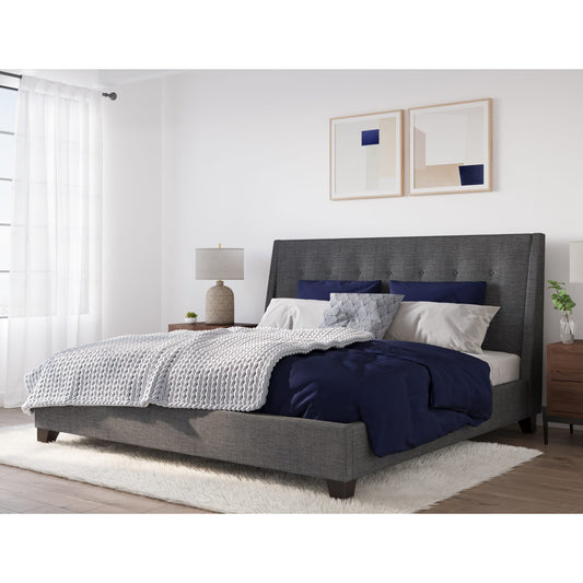 Modus Madera Upholstered Platform Bed in Dark Charcoal