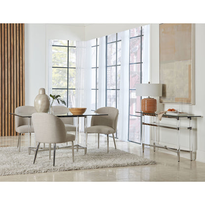 Modus Marilyn Glass Top Dining Server in Polished Stainless Steel and Clear Acrylic