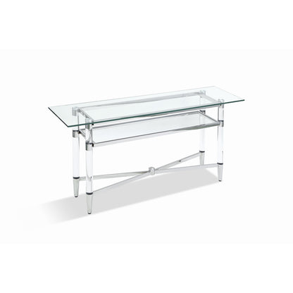 Modus Marilyn Glass Top Dining Server in Polished Stainless Steel and Clear Acrylic