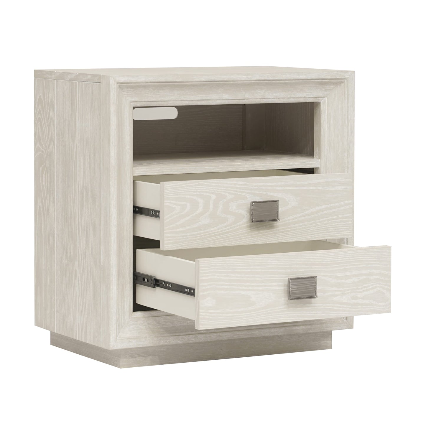 Modus Maxime Two Drawer USB-Charging Nightstand in Ash
