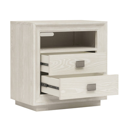 Modus Maxime Two Drawer USB-Charging Nightstand in Ash