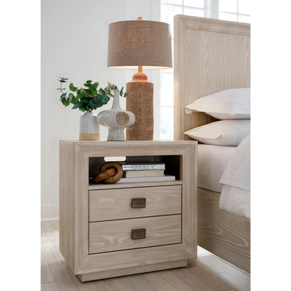 Modus Maxime Two Drawer USB-Charging Nightstand in Ash