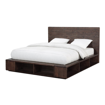 Modus McKinney Solid Wood Low Platform Storage Bed in Espresso Pine