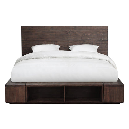 Modus McKinney Solid Wood Low Platform Storage Bed in Espresso Pine