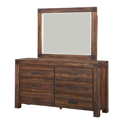 Modus Meadow Six Drawer Solid Wood Dresser in Brick Brown