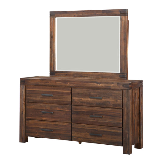 Modus Meadow Six Drawer Solid Wood Dresser in Brick Brown