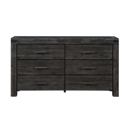 Modus Meadow Six Drawer Solid Wood Dresser in Graphite