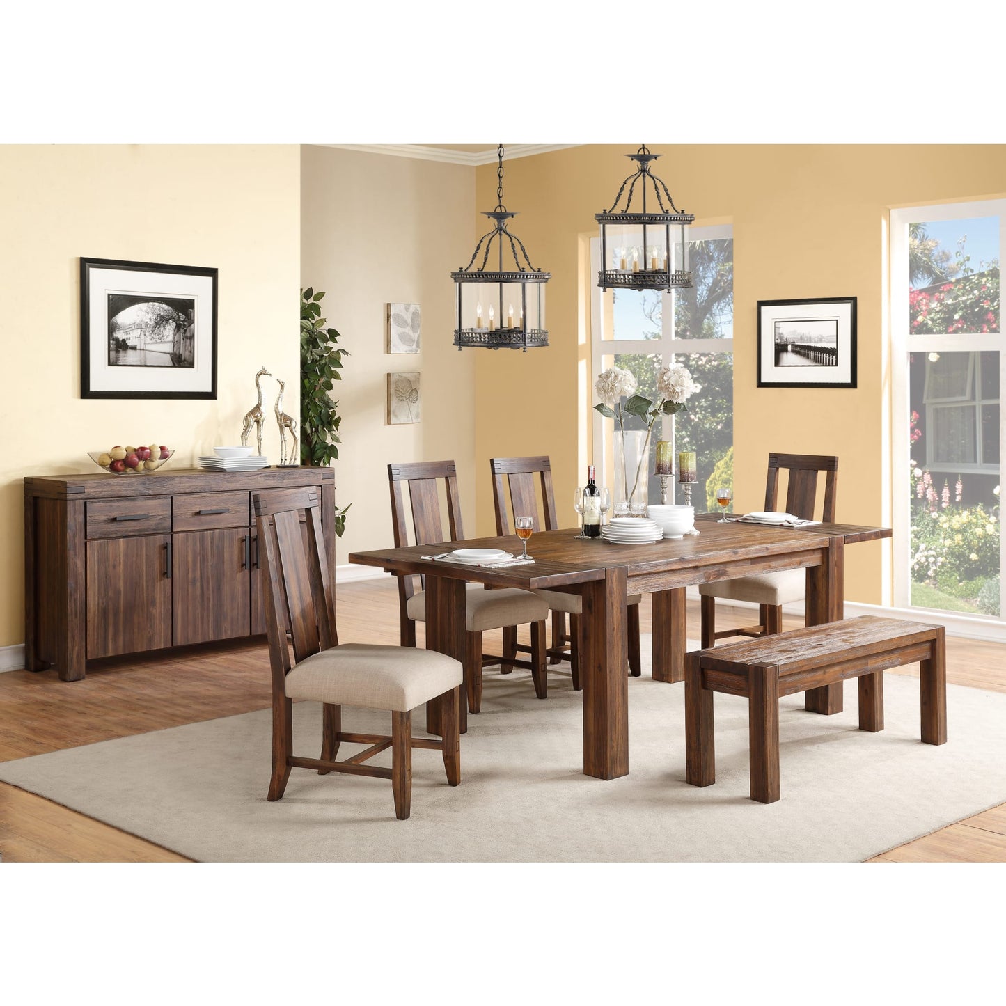 Modus Meadow Solid Wood Extending Dining Table in Brick Brown