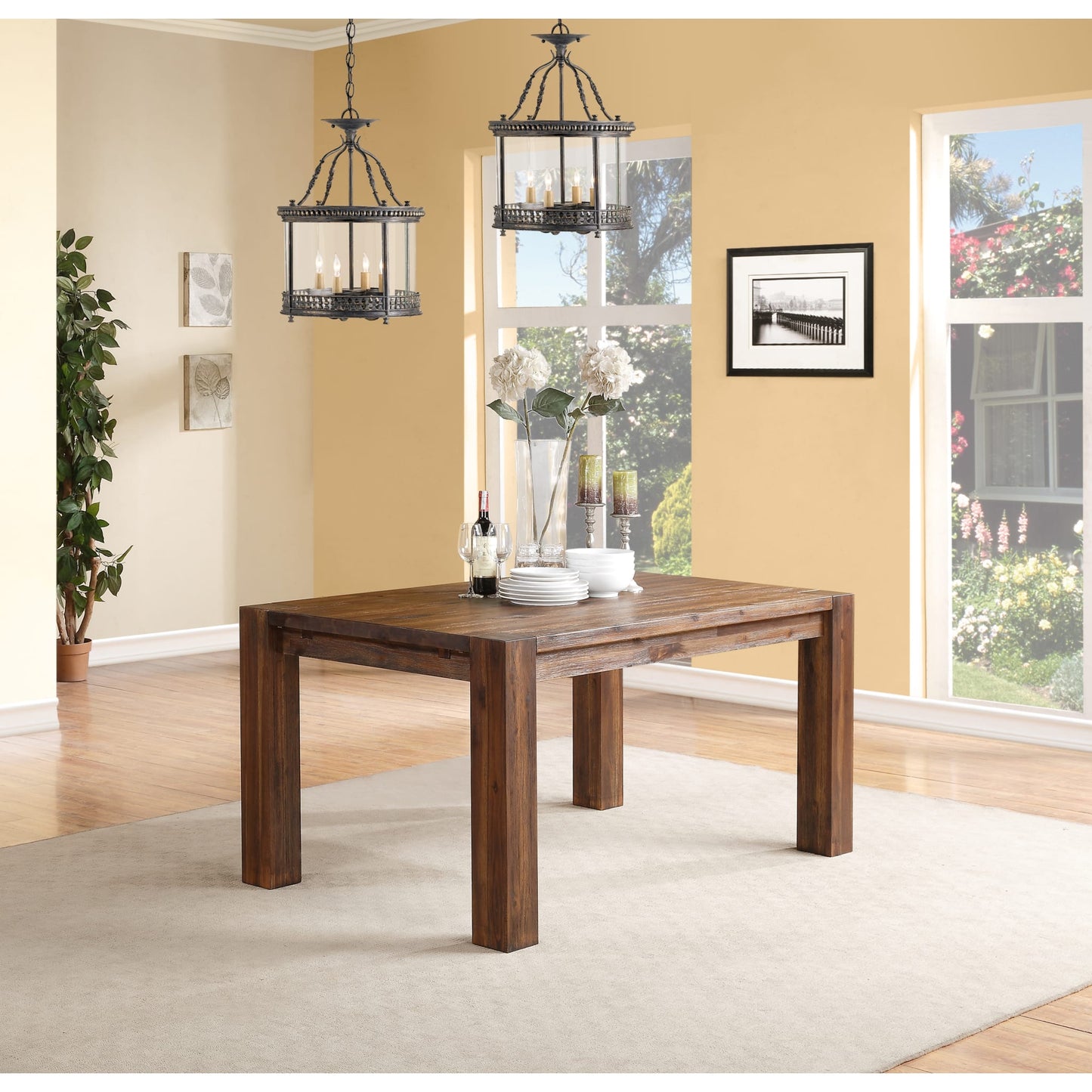 Modus Meadow Solid Wood Extending Dining Table in Brick Brown