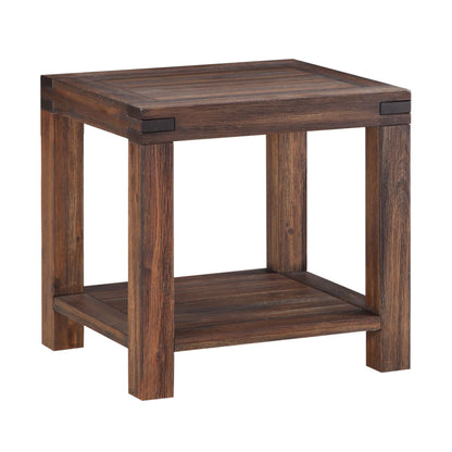 Modus Meadow Solid Wood Rectangular Side Table in Brick Brown