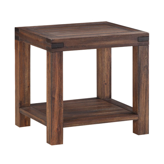 Modus Meadow Solid Wood Rectangular Side Table in Brick Brown