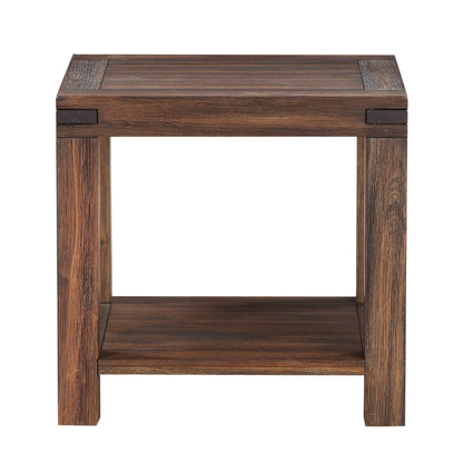 Modus Meadow Solid Wood Rectangular Side Table in Brick Brown