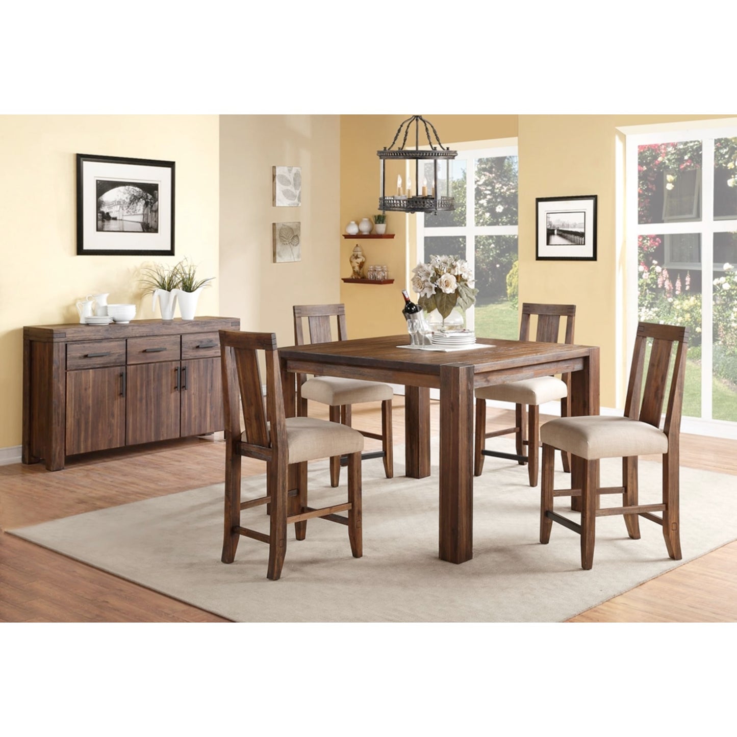 Modus Meadow Solid Wood Square Counter Table in Brick Brown