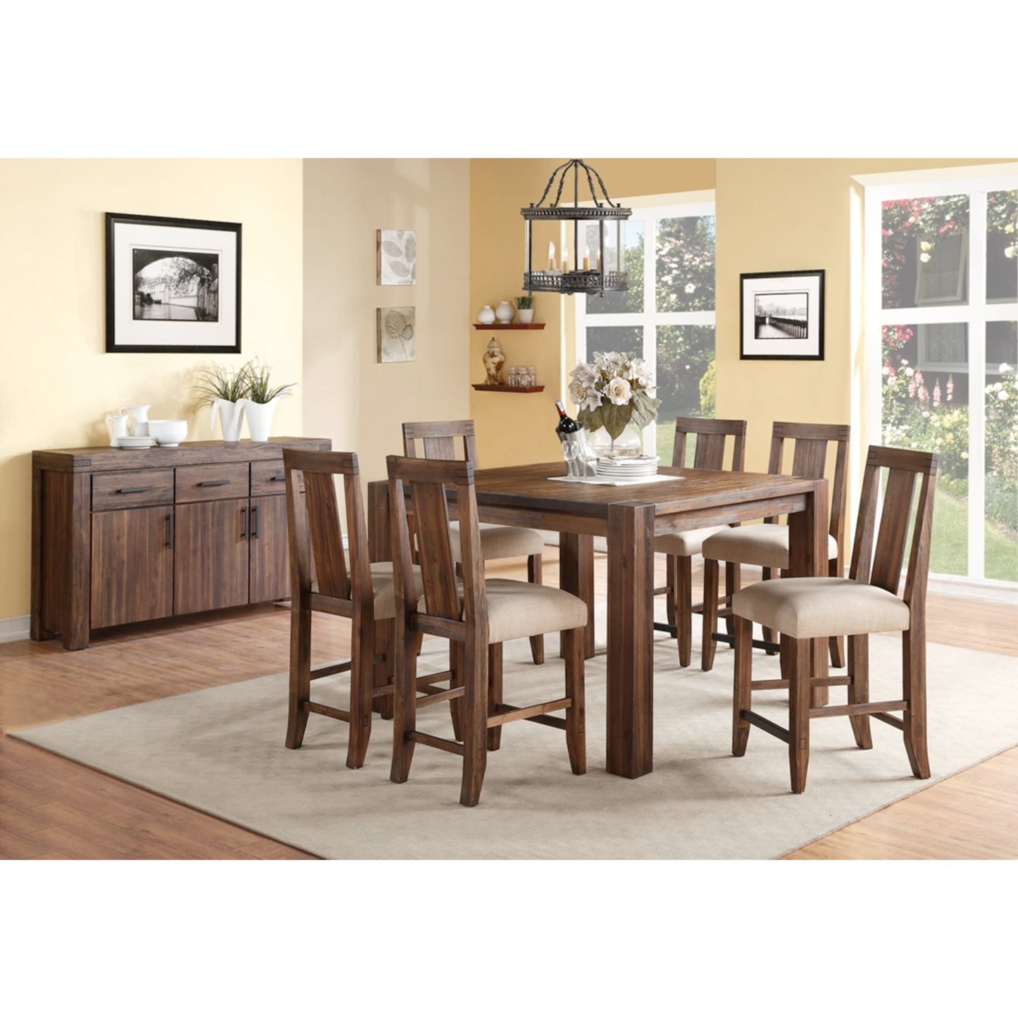 Modus Meadow Solid Wood Square Counter Table in Brick Brown