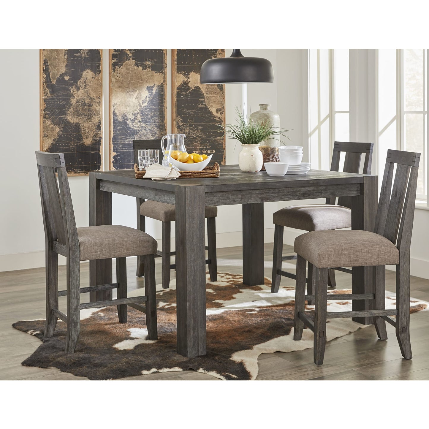 Modus Meadow Solid Wood Square Counter Table in Graphite