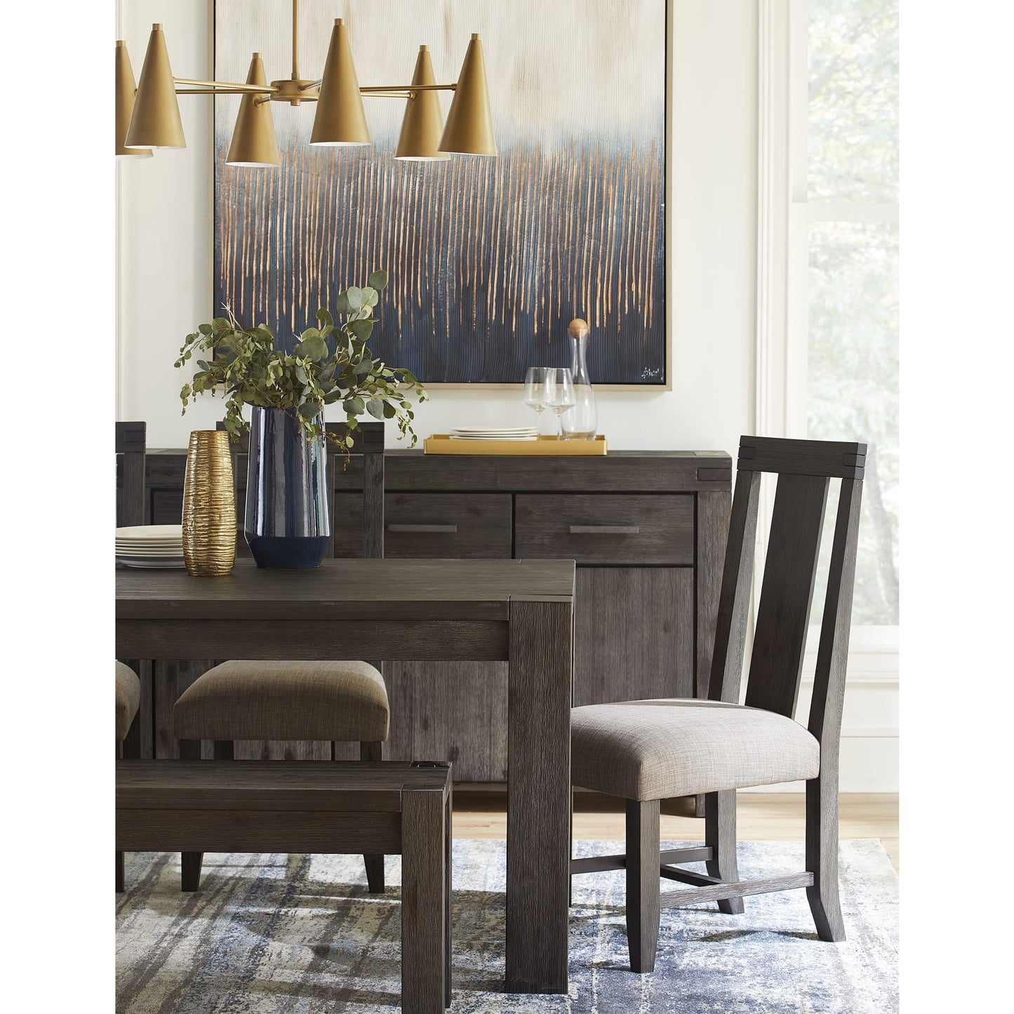 Modus Meadow Solid Wood Three Drawer Three Door Sideboard in Graphite