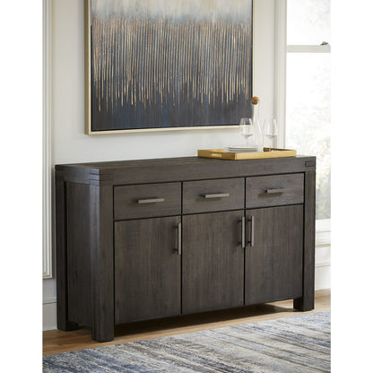 Modus Meadow Solid Wood Three Drawer Three Door Sideboard in Graphite