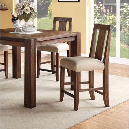 Modus Meadow Solid Wood Upholstered Kitchen Counter Stool in Brick Brown