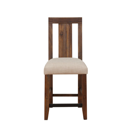 Modus Meadow Solid Wood Upholstered Kitchen Counter Stool in Brick Brown
