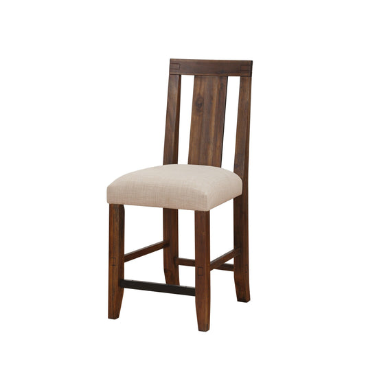 Modus Meadow Solid Wood Upholstered Kitchen Counter Stool in Brick Brown