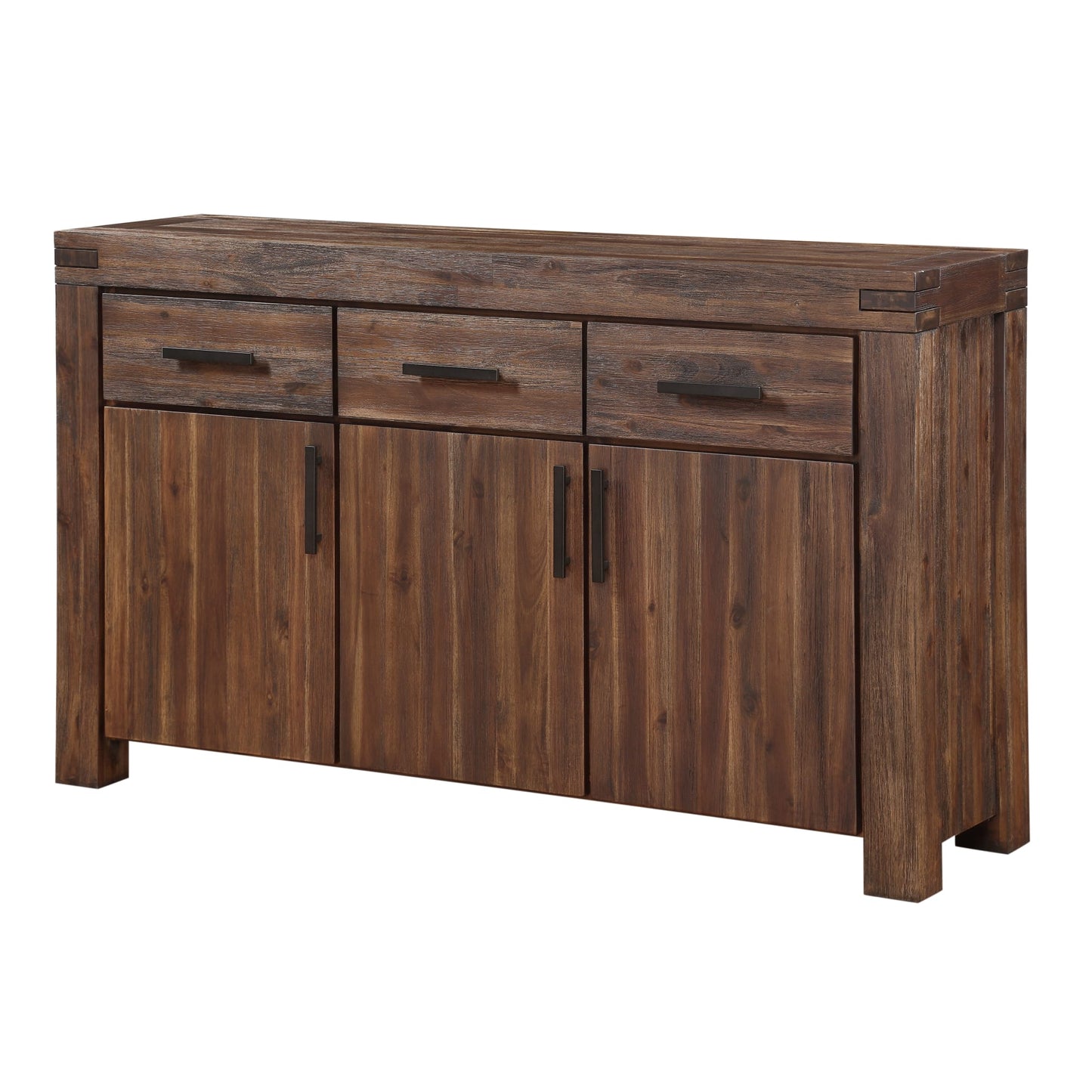 Modus Meadow Three Drawer Three Door Solid Wood Sideboard in Brick Brown