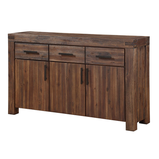 Modus Meadow Three Drawer Three Door Solid Wood Sideboard in Brick Brown