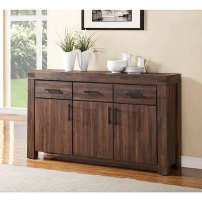 Modus Meadow Three Drawer Three Door Solid Wood Sideboard in Brick Brown