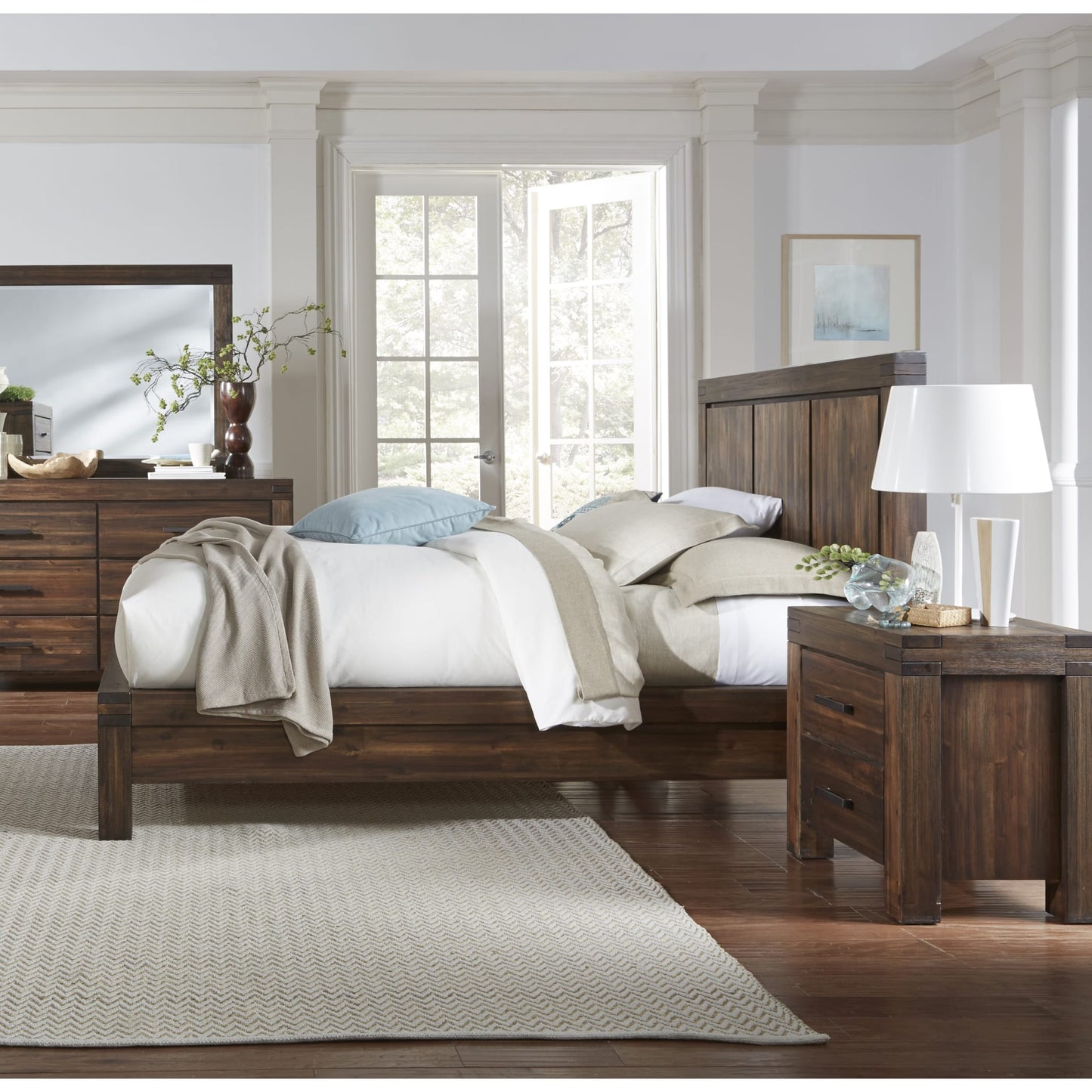 Modus Meadow Two Drawer Solid Wood Nightstand in Brick Brown