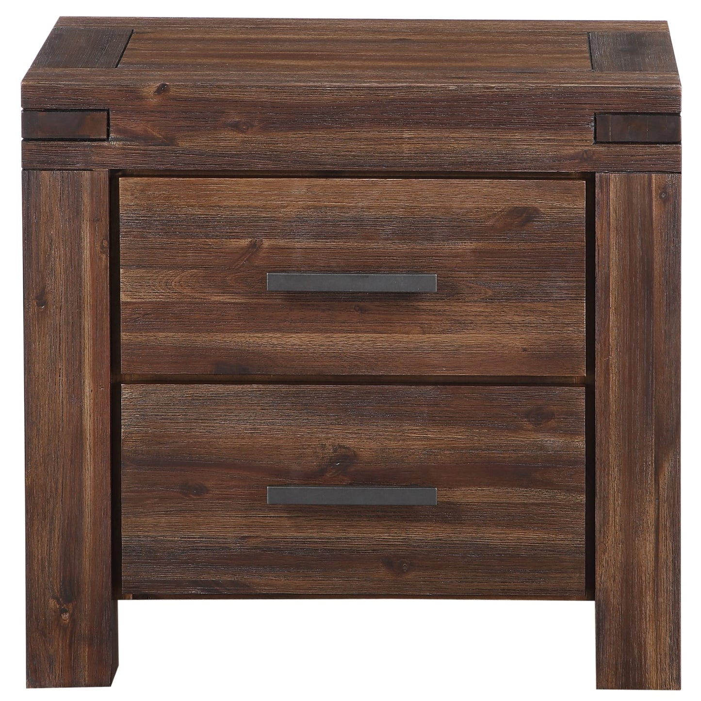 Modus Meadow Two Drawer Solid Wood Nightstand in Brick Brown