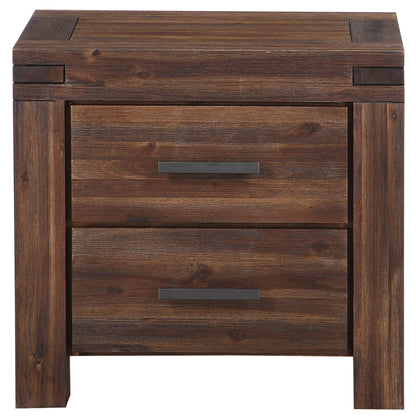 Modus Meadow Two Drawer Solid Wood Nightstand in Brick Brown