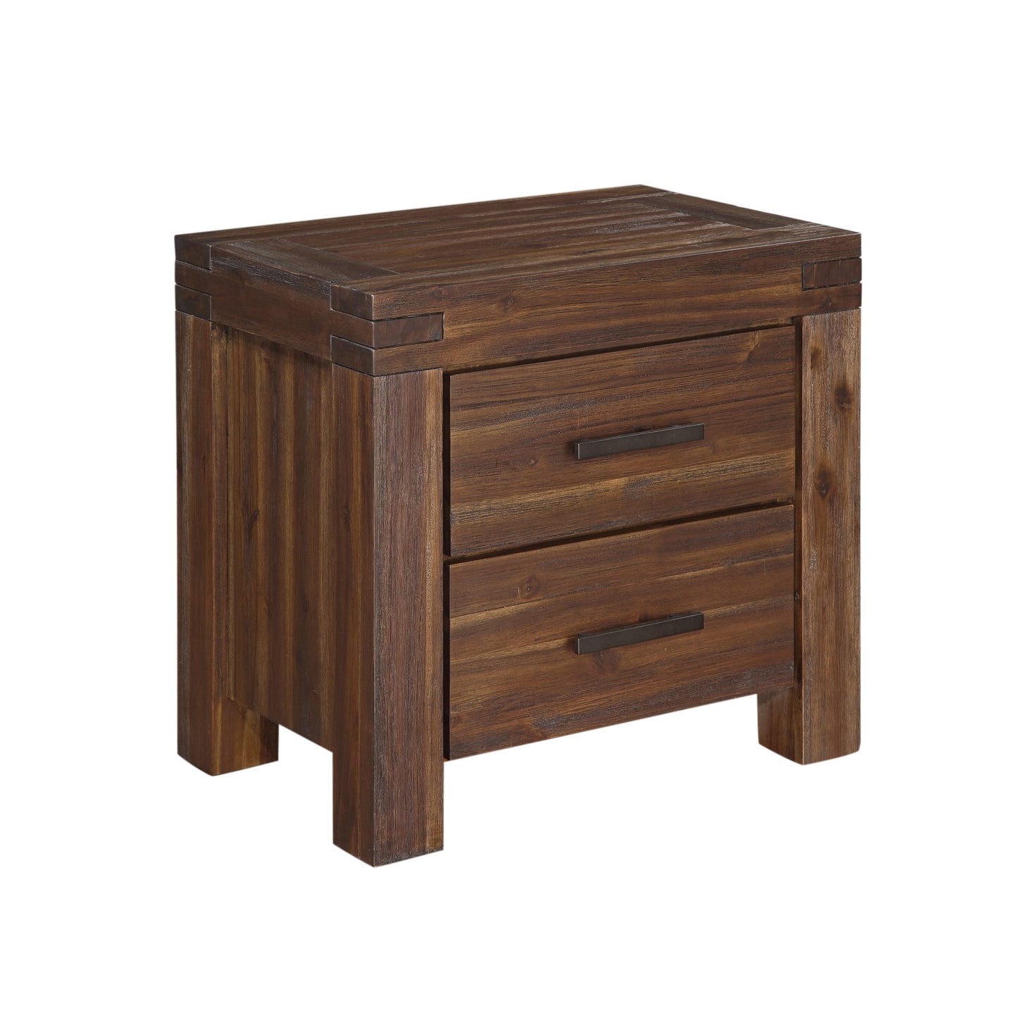 Modus Meadow Two Drawer Solid Wood Nightstand in Brick Brown