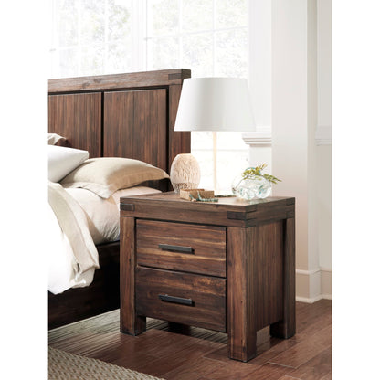 Modus Meadow Two Drawer Solid Wood Nightstand in Brick Brown