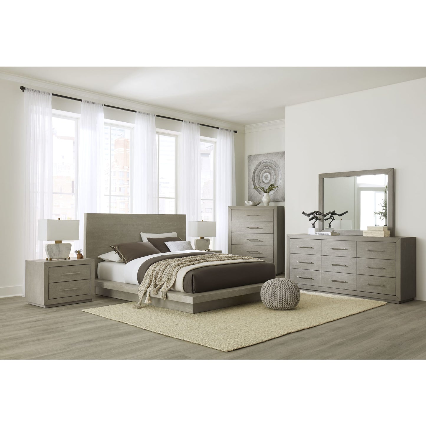 Modus Melbourne Two Drawer Nightstand with USB in Mineral