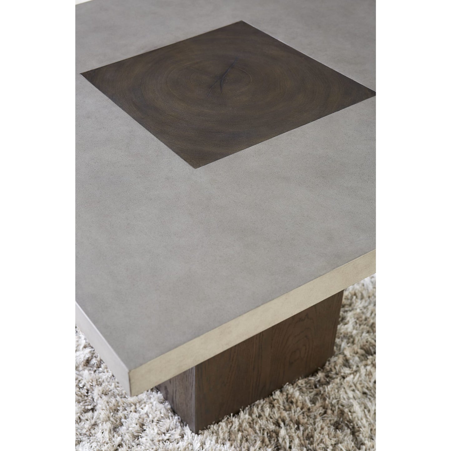 Modus Modesto Concrete Top Wood Base Dining Table in Natural Concrete and French Roast