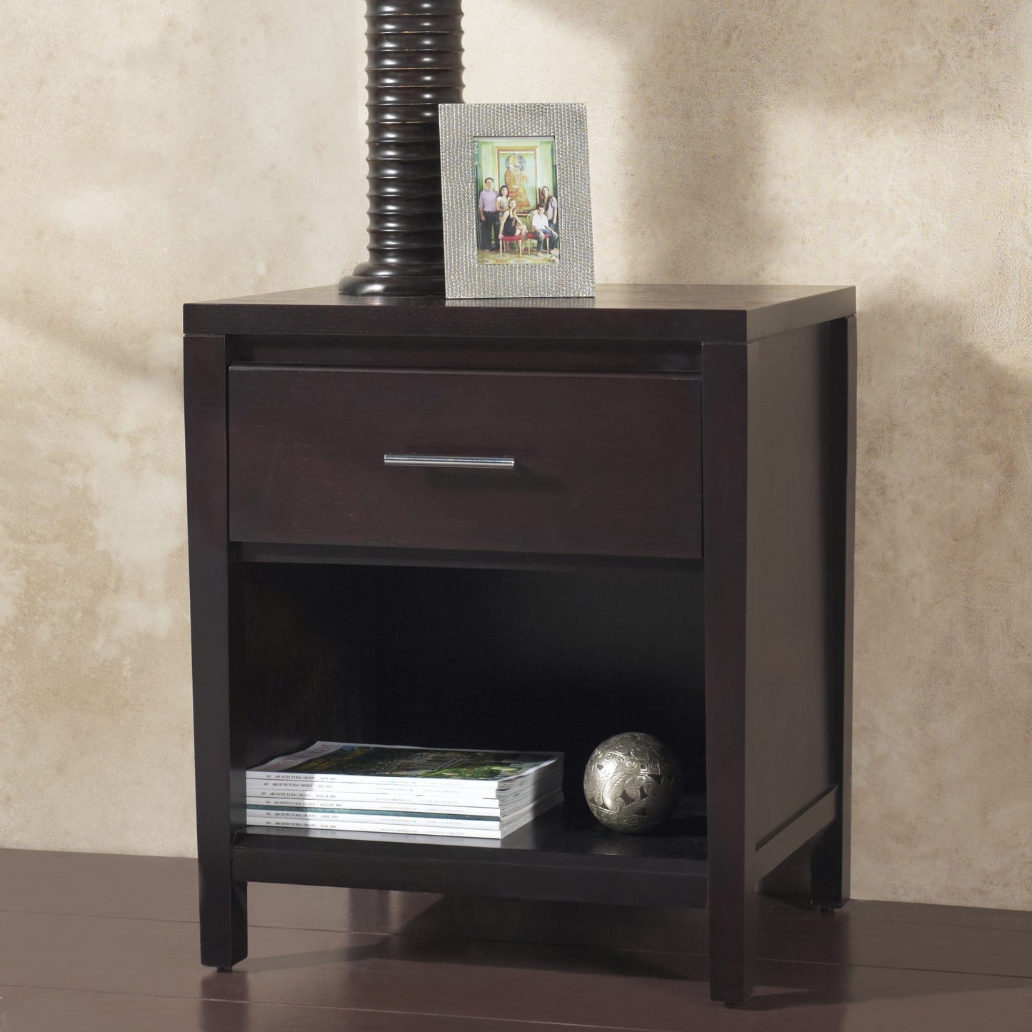 Modus Nevis Charging Station Nightstand in Espresso