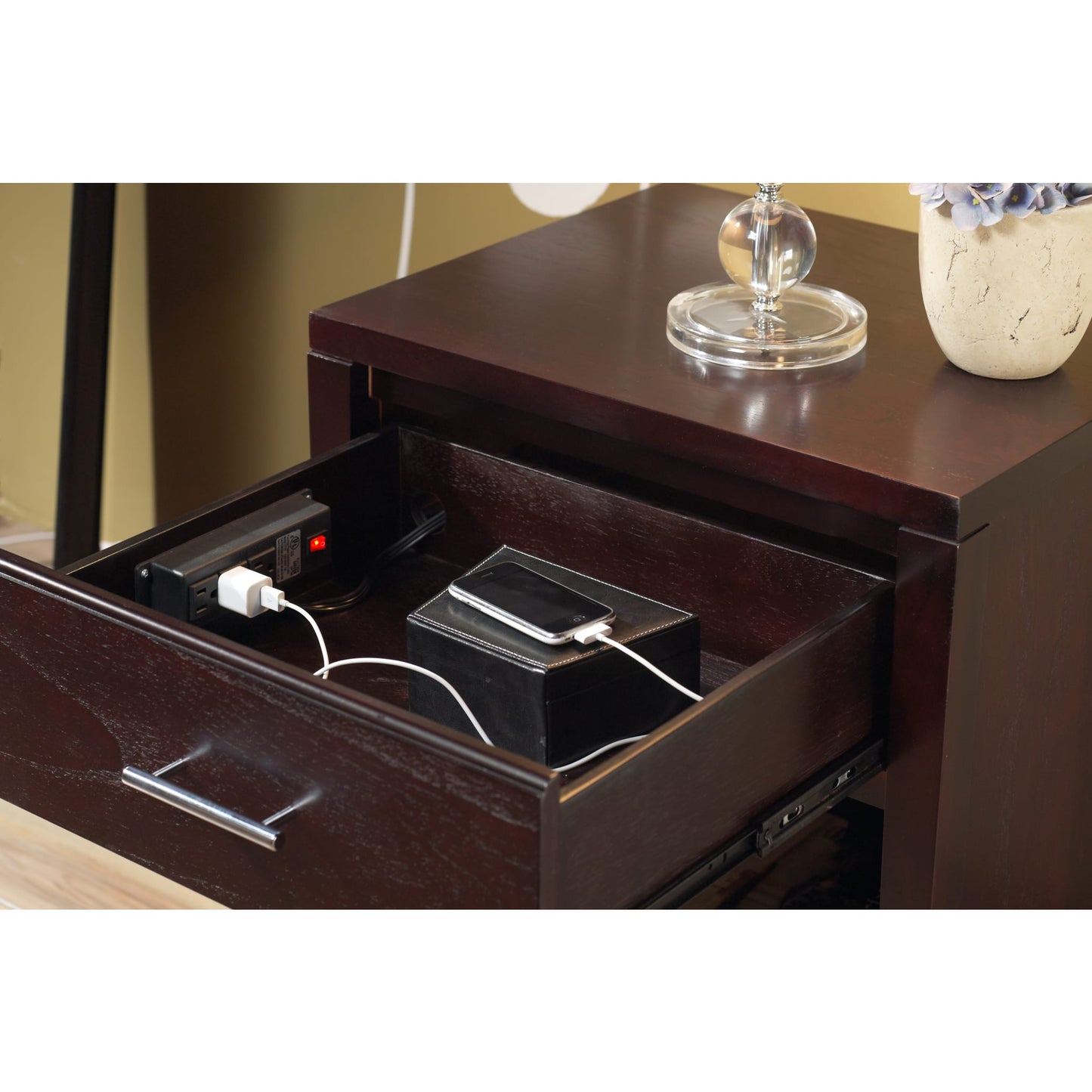 Modus Nevis Charging Station Nightstand in Espresso
