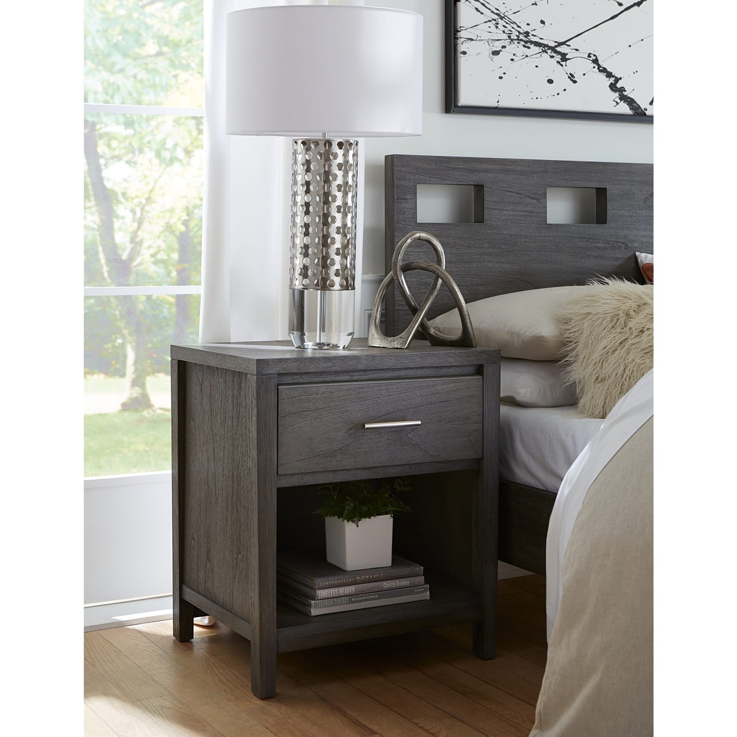 Modus Nevis One Drawer Nightstand in Sharkskin
