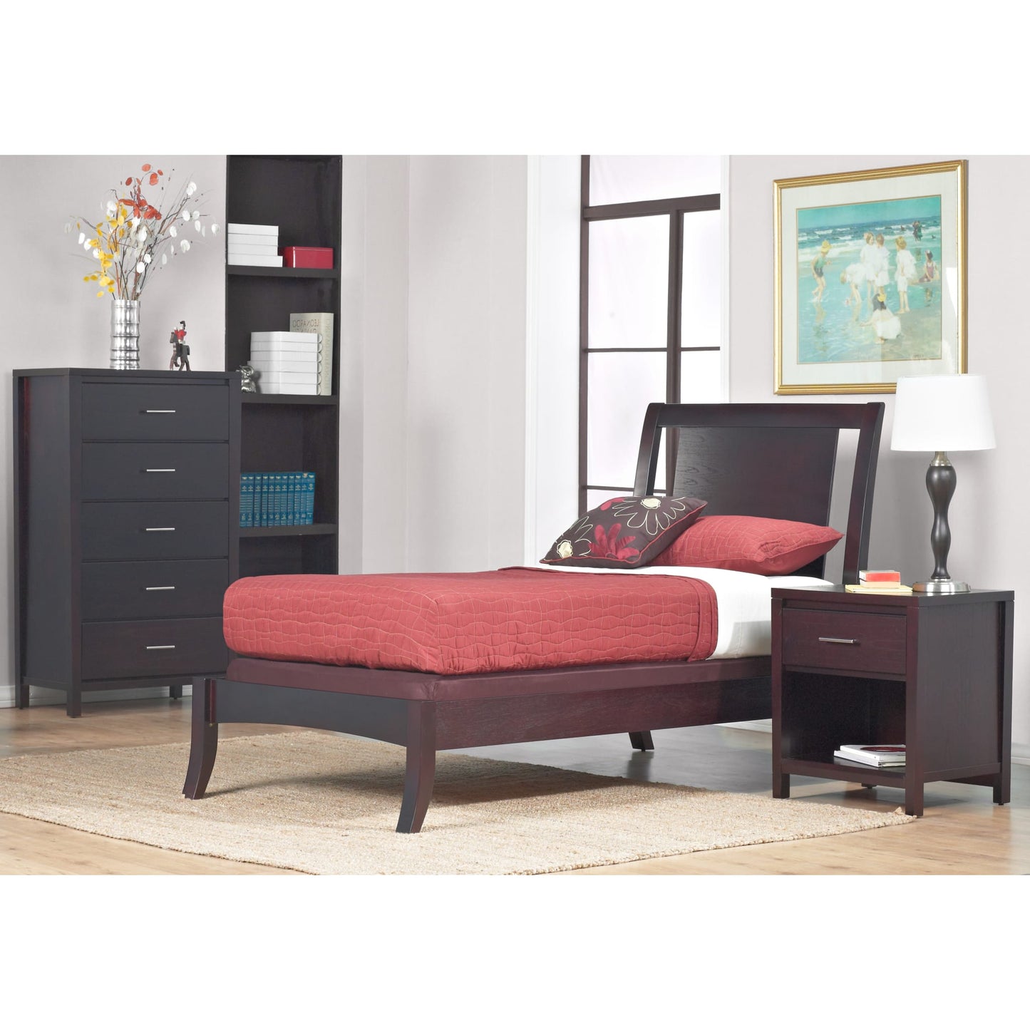 Modus Nevis Wood Sleigh Bed in Espresso