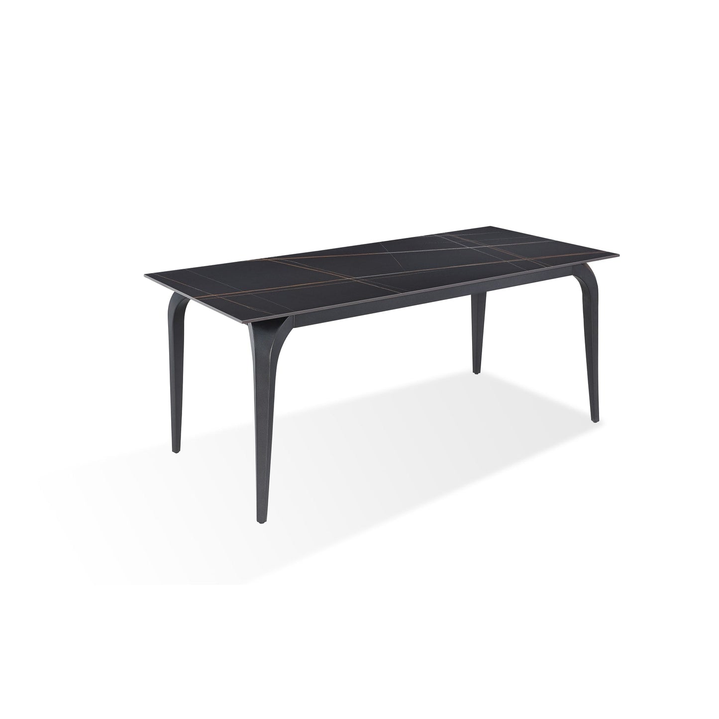 Modus Nicoya Stone Top Rectangular Dining Table in Black Stone and Black Metal