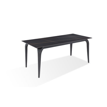 Modus Nicoya Stone Top Rectangular Dining Table in Black Stone and Black Metal