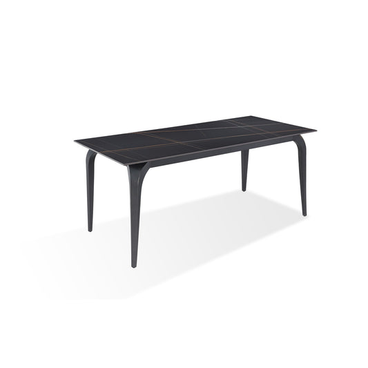 Modus Nicoya Stone Top Rectangular Dining Table in Black Stone and Black Metal