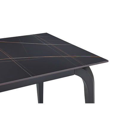 Modus Nicoya Stone Top Rectangular Dining Table in Black Stone and Black Metal