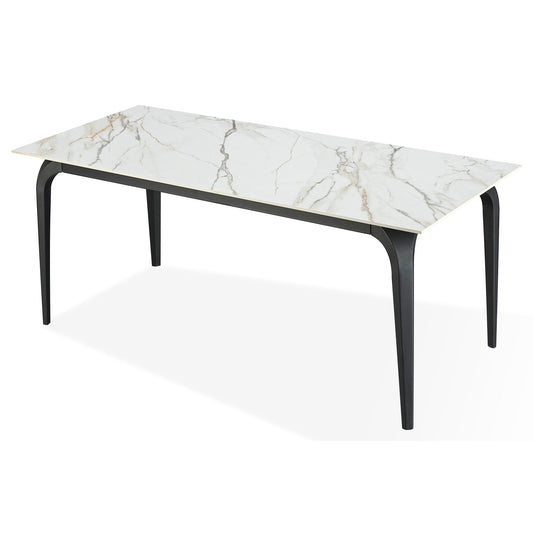 Modus Nicoya Stone Top Rectangular Dining Table in Pumpkin Spice Stone and Black Metal
