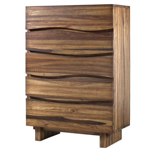 Modus Modus Modus Ocean Five Drawer Solid Wood Chest in Natural Sengon