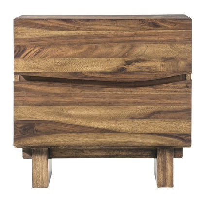 Modus Ocean Two Drawer Solid Wood Nightstand in Natural Sengon