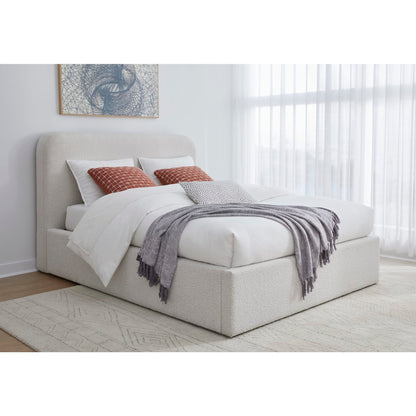 Modus Off-White Upholstered Platform Bed in Ricotta Boucle